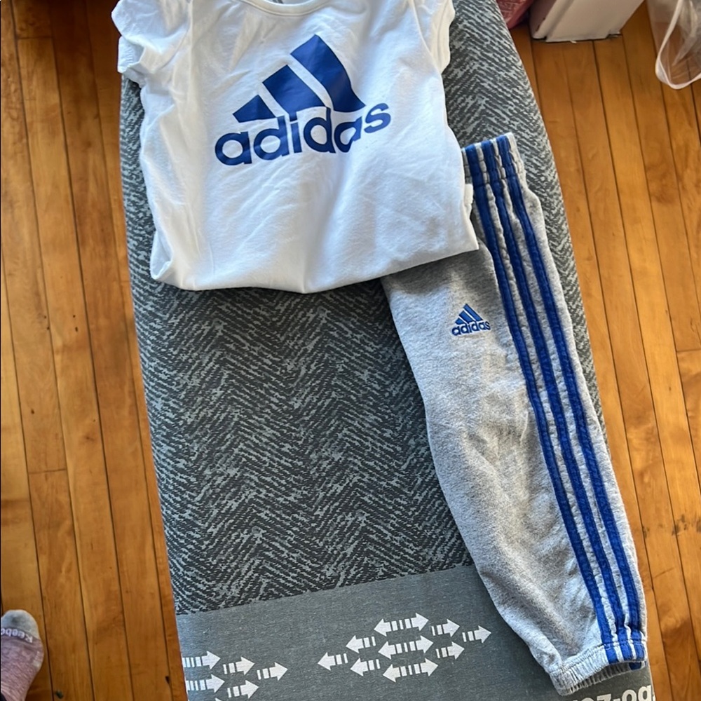 adidas Blue and White Joggers with Stripes